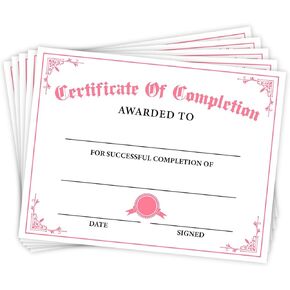 25PCS Certificates of Completion, Training Course Completion Certificate for Teachers Employees School Students Graduation Achievement Award Certificates, 8 x 10