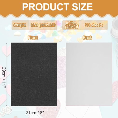 Meccanixity 20 ورقة أورانج بريق مخزون ، 8 "X11" A4 Shimmer Paper ، 250GSM بطاقة أحادية الجانب لحرف DIY ، سكرابوكينغ ، زينة للحفلات ، الدعوات in Kuwait