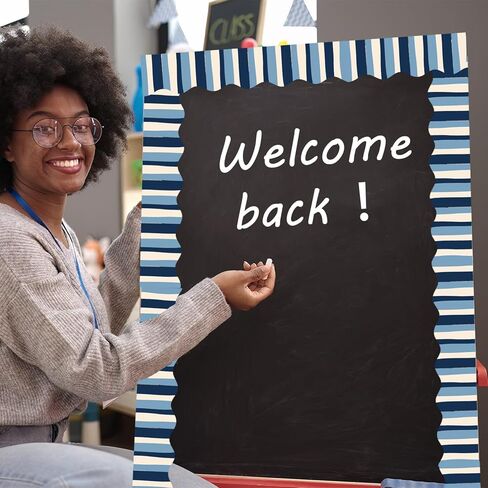 75Ft Ocean Bulletin Board Borders Summer Sea Themed Scalloped Trim Turtle Whale Fish Bulletin Borders Back to School Boho Classroom Home Office Chalkboard Wall Door Decorations for Summer Beach Pool in Kuwait