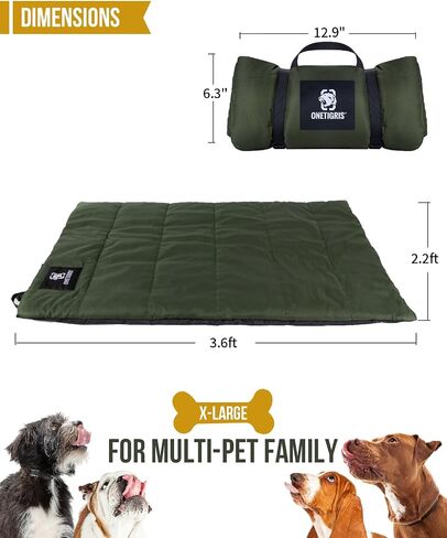 ONETIGRIS Large Dog Bed Washable Matteress Anti Slip Cushion for Pets Sleeping, 3.6ft by 2.2ft Water-Resistant Pet Bed for Indoor Outdoor(Green,L) in Saudi Arabia