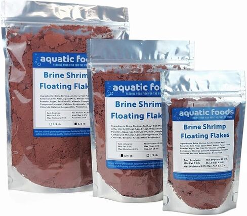 Aquatic Foods Inc. Brine Shrimp Flakes for Freshwater Cichlids, Angels, Tetras, Guppies, Marine Tangs, Butterflies, Angelfish, Anthias, Clown Fish. WL…1/2-lb Foil Pouch Bag in Saudi Arabia