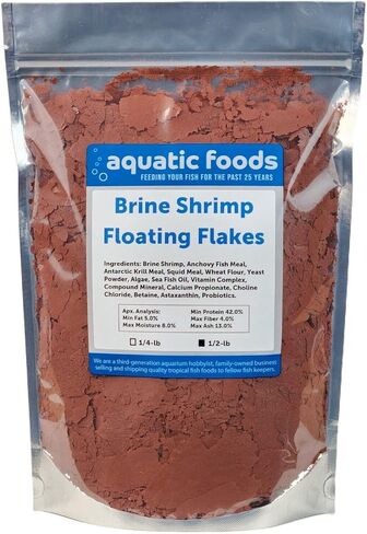 Aquatic Foods Inc. Brine Shrimp Flakes for Freshwater Cichlids, Angels, Tetras, Guppies, Marine Tangs, Butterflies, Angelfish, Anthias, Clown Fish. WL…1/2-lb Foil Pouch Bag in Saudi Arabia