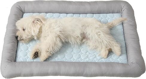 حصيرة تبريد الحيوانات الأليفة Varmtor مع تصميم مبطن ، حدود مخططة ، متوفرة باللون الأزرق والوردي والرمادي (القهوة ، المتوسطة) in Kuwait