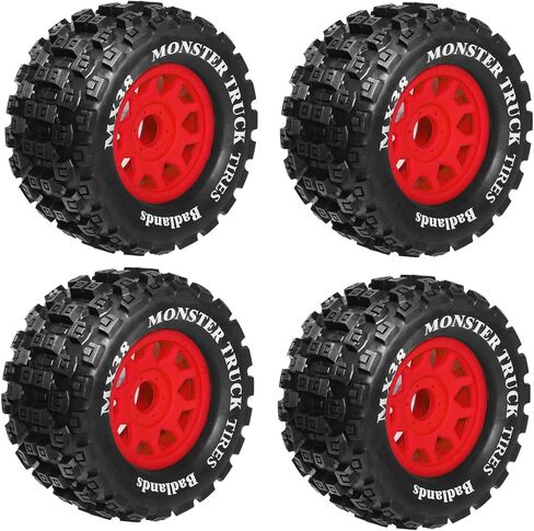 RC MX38 Tyre 3.8in MT TIRES مع hex لعجلة 17 مم لـ ARRMA Kraton Outcast 6S E-Revo Summit Tekno MT410 1/7 1/8 1/10 RC Truck Car Part (Black) in Saudi Arabia