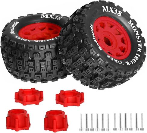 RC MX38 Tyre 3.8in MT TIRES مع hex لعجلة 17 مم لـ ARRMA Kraton Outcast 6S E-Revo Summit Tekno MT410 1/7 1/8 1/10 RC Truck Car Part (Black) in Saudi Arabia