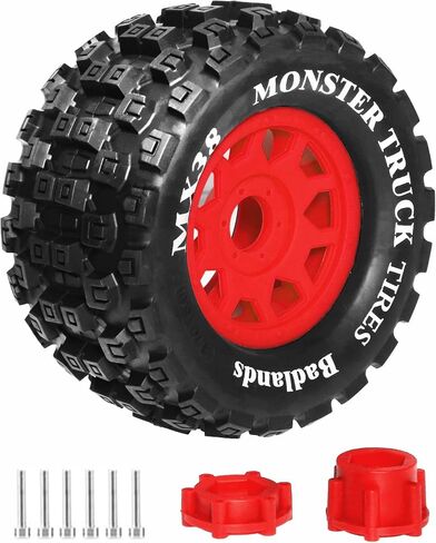 RC MX38 Tyre 3.8in MT TIRES مع hex لعجلة 17 مم لـ ARRMA Kraton Outcast 6S E-Revo Summit Tekno MT410 1/7 1/8 1/10 RC Truck Car Part (Black) in Saudi Arabia
