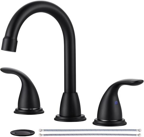 2 Handle 3 Holes Widespread Bathroom Faucet, Bathroom Sink Faucet with Copper Pop Up Drain, Brushed Nickel Lavatory Faucet Swivel Spout with Drain Assembly for Restroom Vanity Camper in Saudi Arabia