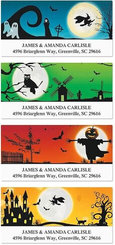 صور ملونة Hey Boo Deluxe Formanced Address Labels (4 Designs) - مجموعة من 144 ، ملصقات ذاتية لاصقة ، 1 1/8 "× 2 1/4" in Kuwait