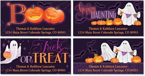 صور ملونة Hey Boo Deluxe Formanced Address Labels (4 Designs) - مجموعة من 144 ، ملصقات ذاتية لاصقة ، 1 1/8 "× 2 1/4" in Kuwait