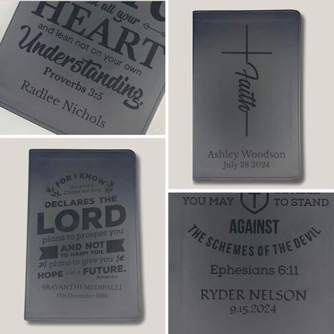 Personalized ESV Thinline Bible Large Print English Standard Version Faux Leather Holy Bible ESV with Custom Name, Date and Text | Custom Gift for Christian & Religious Celebrations | Black in Kuwait