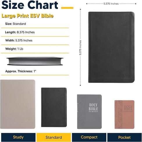 Personalized ESV Thinline Bible Large Print English Standard Version Faux Leather Holy Bible ESV with Custom Name, Date and Text | Custom Gift for Christian & Religious Celebrations | Black in Kuwait