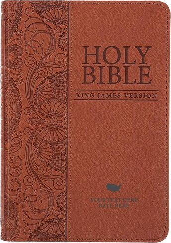 Personalized NRSV Sacraments of Initiation Edition Bible Faux Leather Medium Print Size | Custom with Name and God Bless America design | Gift for Catholic and Patriotic Celebrations | Brown in Saudi Arabia