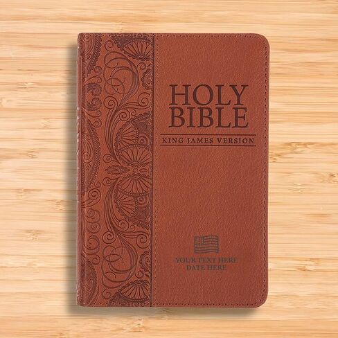 Personalized NRSV Sacraments of Initiation Edition Bible Faux Leather Medium Print Size | Custom with Name and God Bless America design | Gift for Catholic and Patriotic Celebrations | Brown in Saudi Arabia