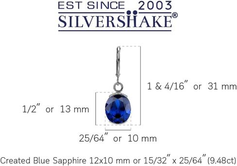 Silvershake 12x10mm Solitaire Oval Gemstones Modern Half Bezel Set 925 Sterling Silver Drop Dangle Leverback Earrings Jewelry for Women in Saudi Arabia