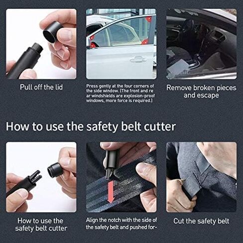 Safety Hammer Emergency Window Glass Breaker and Seatbelt Cutter Escape Tool (Black, Color) in Saudi Arabia