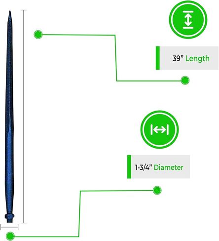 39 "Hay Bale Spear 3000 LBS ، C -2 Bale Spike Square مدبب مزورة - 1 3/4" Conus 2 ، Bale Hay Spike مع Hex Nut (حزمة 1) in Kuwait