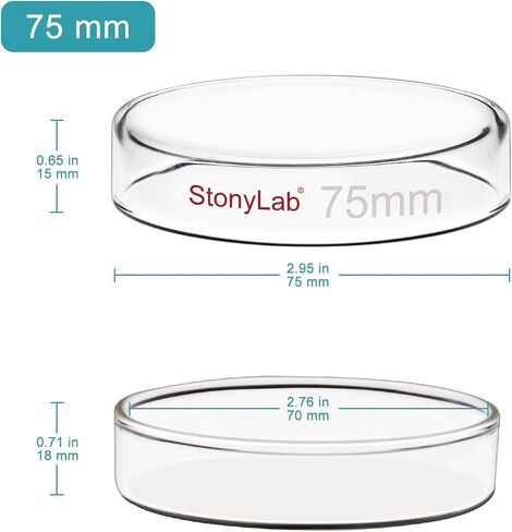 طبق بيتري زجاجي من stonylab مع غطاء، 5 عبوات من طبق ثقافة خلايا زجاج البوروسيليكات الشفاف القابل للتعقيم للمختبر، 90 × 20 مم in Saudi Arabia