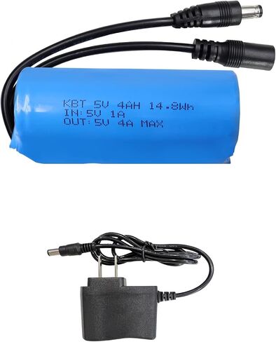 KBT 5V 4Ah Battery Pack with Charger & DC5521 Connector Cable for 5Volt Devices RC Car, Robot, DIY, LED Light Strip in Saudi Arabia