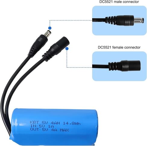 KBT 5V 4Ah Battery Pack with Charger & DC5521 Connector Cable for 5Volt Devices RC Car, Robot, DIY, LED Light Strip in Saudi Arabia