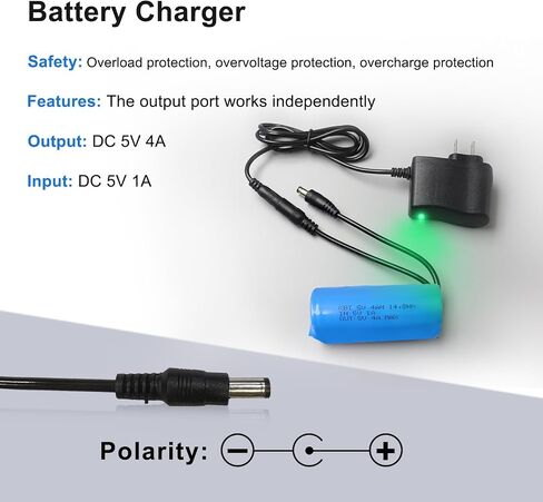 KBT 5V 4Ah Battery Pack with Charger & DC5521 Connector Cable for 5Volt Devices RC Car, Robot, DIY, LED Light Strip in Saudi Arabia