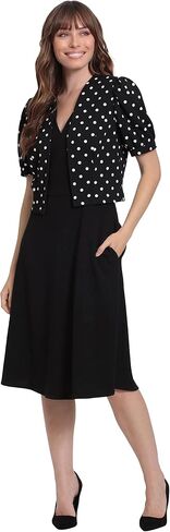 London Times Women's Polished Fit and Flare with Puff Sleeve Jacket Office Career Guest of Mother of The Bride in Saudi Arabia