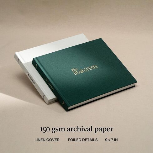 Kunitsa Co. Wedding Guest Book - Blank Sign in Book for Special Occasions, Oat Linen Cover in Kuwait