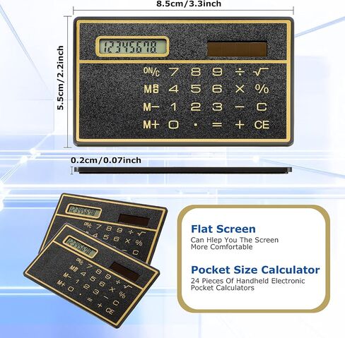 Weewooday 24 Pcs 8 Digits Thin Calculator Slim Credit Card Design Solar Power Pocket Portable Mini Calculator for Home Business School Basic Office in Saudi Arabia