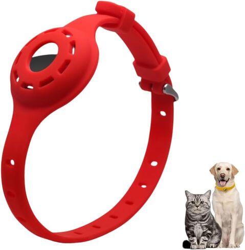Airtag Protector Silicone Luminous Collar Adjustable Loss Prevention Eye-catching Pet Collar for Cats and Small Dogs(Pink) in Saudi Arabia