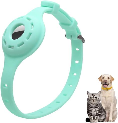 Airtag Protector Silicone Luminous Collar Adjustable Loss Prevention Eye-catching Pet Collar for Cats and Small Dogs(Pink) in Saudi Arabia