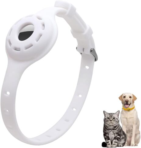 Airtag Protector Silicone Luminous Collar Adjustable Loss Prevention Eye-catching Pet Collar for Cats and Small Dogs(Pink) in Saudi Arabia