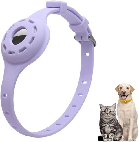 Airtag Protector Silicone Luminous Collar Adjustable Loss Prevention Eye-catching Pet Collar for Cats and Small Dogs(Pink) in Saudi Arabia