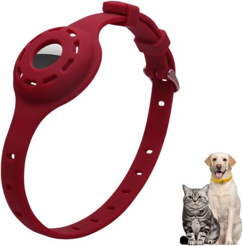 Airtag Protector Silicone Luminous Collar Adjustable Loss Prevention Eye-catching Pet Collar for Cats and Small Dogs(Pink) in Saudi Arabia