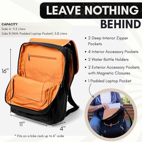 Sheyd Bike Bag for Rear Bike Rack - 17.3L Convertible Bike Pannier Bag - Water Resistant Canvas Bicycle Bag, Padded Laptop Pocket & More - Large Capacity Bicycle Saddle Bag for Easy Commuting in Saudi Arabia