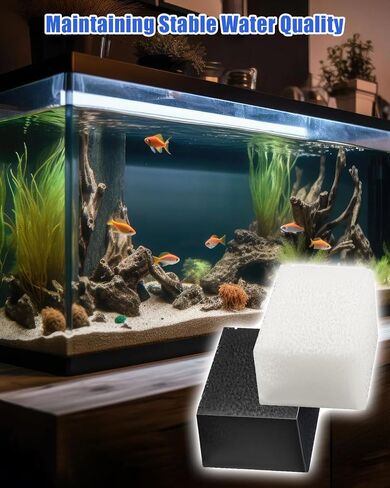 Aquarium Tank Filter Maintenance Kit for 5 to 20 Gallon Aquariums, 4 Set of Fish Tank Filter, Ceramic Rings & Carbon Filter & Foam Filter & Filter Bags in Saudi Arabia