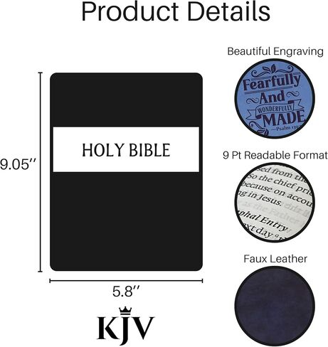 Personalized KJV Deluxe Gift Bible with Custom Engraved Text and Verse Design: Red Letter, Comfort Print, Leathersoft, Black in Saudi Arabia