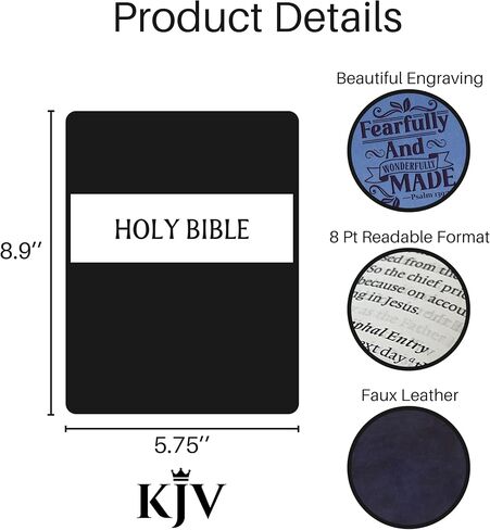 Personalized KJV Deluxe Gift Bible with Custom Engraved Text and Verse Design: Red Letter, Comfort Print, Leathersoft, Black in Saudi Arabia