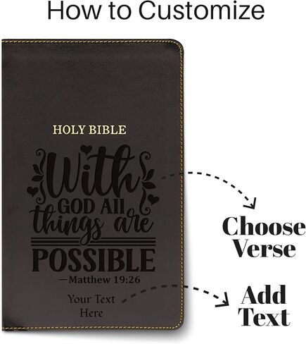 Personalized KJV Deluxe Gift Bible with Custom Engraved Text and Verse Design: Red Letter, Comfort Print, Leathersoft, Black in Saudi Arabia