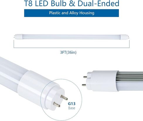 T8 T10 T12 LED Tube Light 3FT Type A+B 15W 1875LM, 36In LED Bulb Ballast Bypass or Compatible Dual-End, 5000K Daylight White, F30T8/F30T12 Fluorescent Replacement, UL & DLC Listed(1pcs) in Saudi Arabia