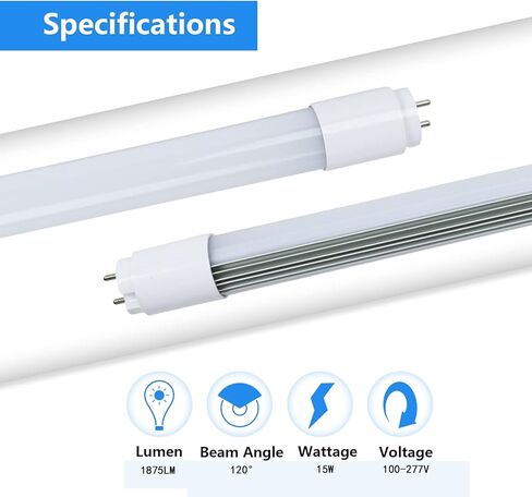 T8 T10 T12 LED Tube Light 3FT Type A+B 15W 1875LM, 36In LED Bulb Ballast Bypass or Compatible Dual-End, 5000K Daylight White, F30T8/F30T12 Fluorescent Replacement, UL & DLC Listed(1pcs) in Saudi Arabia