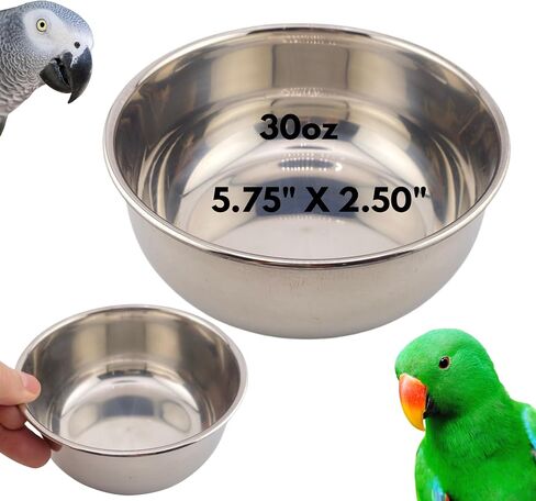 Kings Cages Round Stainless Steel Bowls Cage Feeders Seed Water Parrot Treat Pet, Cockatiel, Parakeet, Conure, Amazon, African Grey, and Similar Breed Sizes (2759 30oz Stainless Steel Bowl) in Saudi Arabia