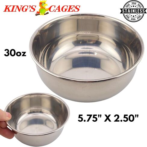 Kings Cages Round Stainless Steel Bowls Cage Feeders Seed Water Parrot Treat Pet, Cockatiel, Parakeet, Conure, Amazon, African Grey, and Similar Breed Sizes (2759 30oz Stainless Steel Bowl) in Saudi Arabia