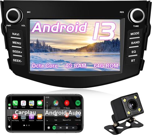 راديو سيارة Android 13 لسيارة Toyota RAV4 2006-2012 Blu-ray 8 بوصة تعمل باللمس ونظام تحديد المواقع العالمي للملاحة مع Carplay اللاسلكي وAndroid Auto (8-Octa Core 4GB RAM 64GB ROM) in Saudi Arabia
