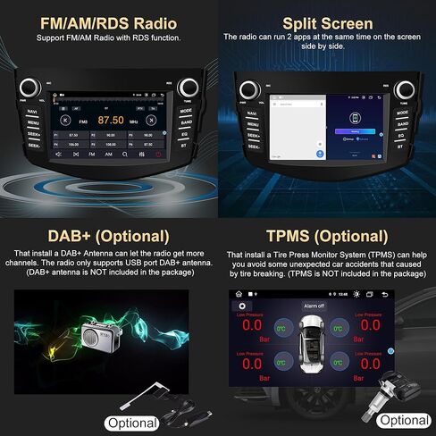 راديو سيارة Android 13 لسيارة Toyota RAV4 2006-2012 Blu-ray 8 بوصة تعمل باللمس ونظام تحديد المواقع العالمي للملاحة مع Carplay اللاسلكي وAndroid Auto (8-Octa Core 4GB RAM 64GB ROM) in Saudi Arabia
