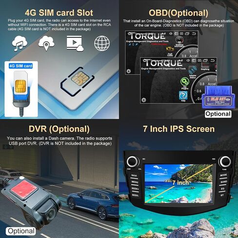 راديو سيارة Android 13 لسيارة Toyota RAV4 2006-2012 Blu-ray 8 بوصة تعمل باللمس ونظام تحديد المواقع العالمي للملاحة مع Carplay اللاسلكي وAndroid Auto (8-Octa Core 4GB RAM 64GB ROM) in Saudi Arabia