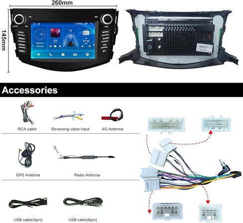 راديو سيارة Android 13 لسيارة Toyota RAV4 2006-2012 Blu-ray 8 بوصة تعمل باللمس ونظام تحديد المواقع العالمي للملاحة مع Carplay اللاسلكي وAndroid Auto (8-Octa Core 4GB RAM 64GB ROM) in Saudi Arabia