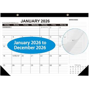 2026 Desk Calendar - Desk Calendar 2026 from Jan. 2026 to Dec 2026, Large 17" x 12" Desktop Monthly Calendar with Clear Waterproof Cover for Home School Office Desk Top Organizing