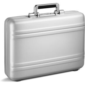 ZERO Halliburton Classic Aluminum 3.0 Medium Briefcase, Top Carry Handle, Organizational Sleeve, Fits 15.6 Laptop/B4 files, Single-Lock System, Iconic Double Rib Design, Hardside Attache, Silver