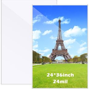 2 Pcs Rigid Print Protectors 24 x 36 Inch Clear Poster Protector Sleeve Sheet PVC Clear Sheet Holder for Photo Document Magazine