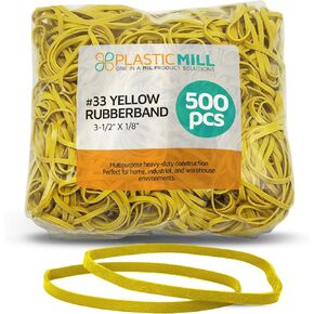 Rubber Bands - #33 Size - Yellow Rubberbands - 1LB/500 Count