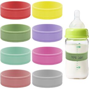 8PCS Silicone Baby-Bottles-Labels for Daycares Writable & Bottles Label Reusable, Bottle Bands for Daycare for Write Name/Date Labels for Baby Bottle Name Bands Anti-Slip